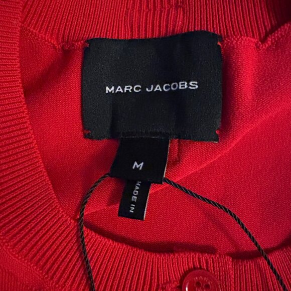NWT Marc Jacobs long sleeve crew neck cardigan with logo in True Red - Picture 11 of 13